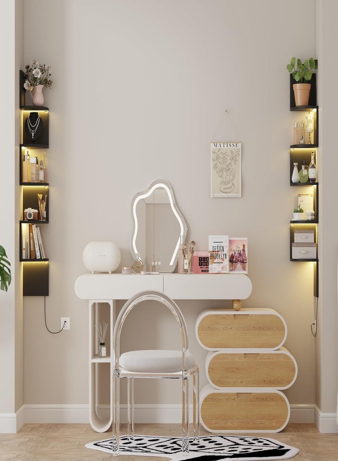 Qupui Corner Shelf Wall Mount with LED Light, 5 Tier Floating Corner Bookshelf, Plant Shelf for Bedroom, Floating Shelves for Wall, Display Stand for Living Room, Bathroom, Home Office, Black - Image 5